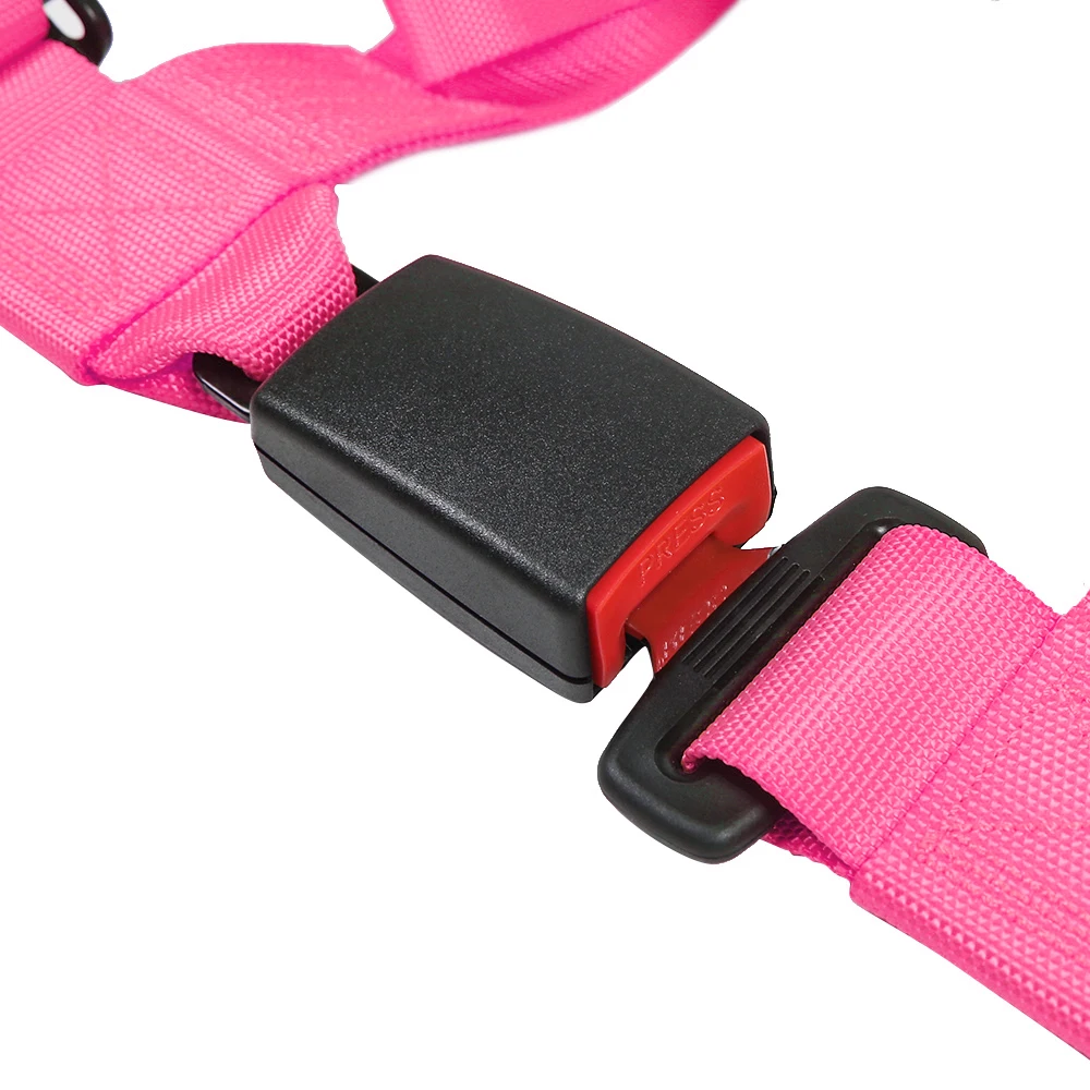 PINK YELLOW 2'' 4-Point Latch and  Link Safety Harness with Ultra Soft Heavy Duty Shoulder Pads