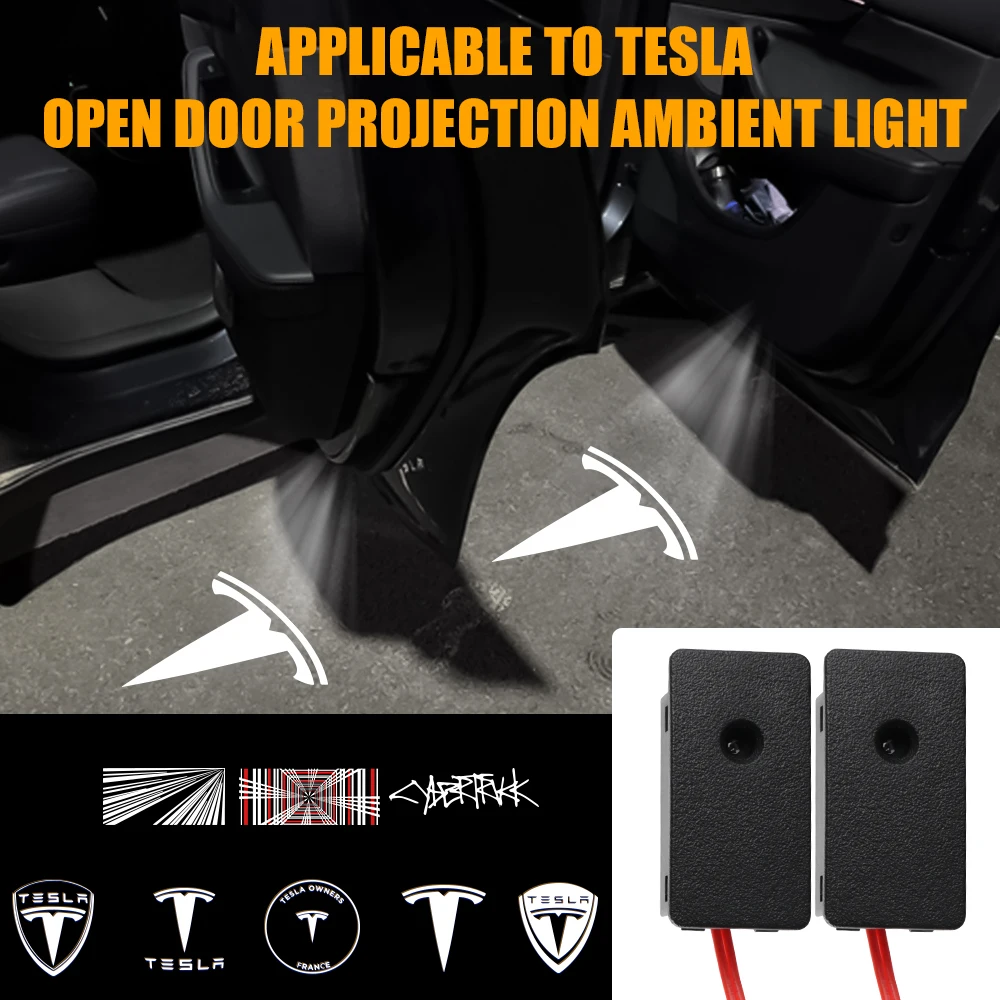 

2pcs Car Door LED Logo Projector puddle lights HD Welcome Light Ghost Shadow Light For Tesla Model 3 S X Valve Core Accessories