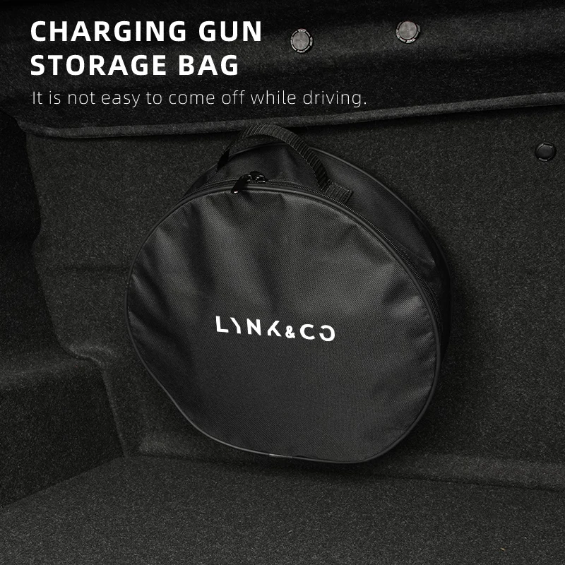 Car EV Chargeing Cable Storage Bag Travel Organizer Box For LYNK&CO 01 02 03+ 05 06 09 PHEV 09 MHEV