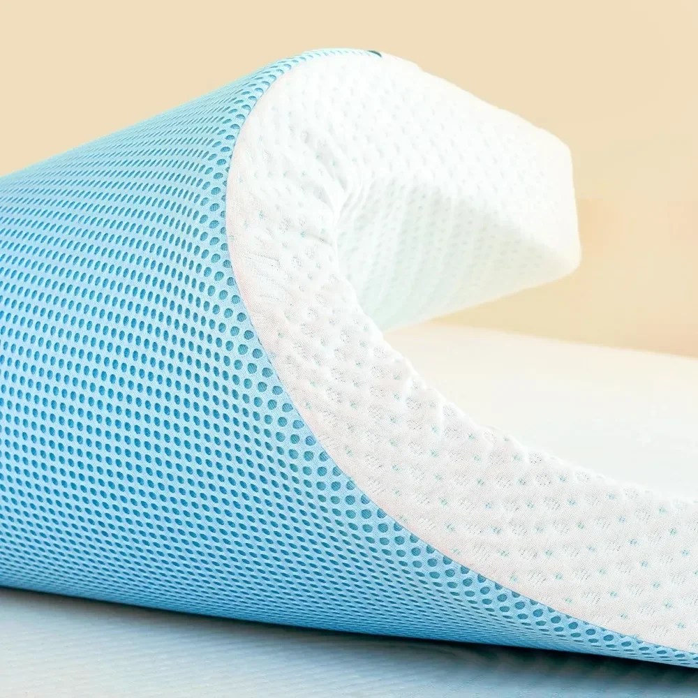 

4 Inch Gel-Infused Memory Foam Mattress Topper High Density Cooling Bed Topper Pad Removable Fitted Cover Ventilated Design