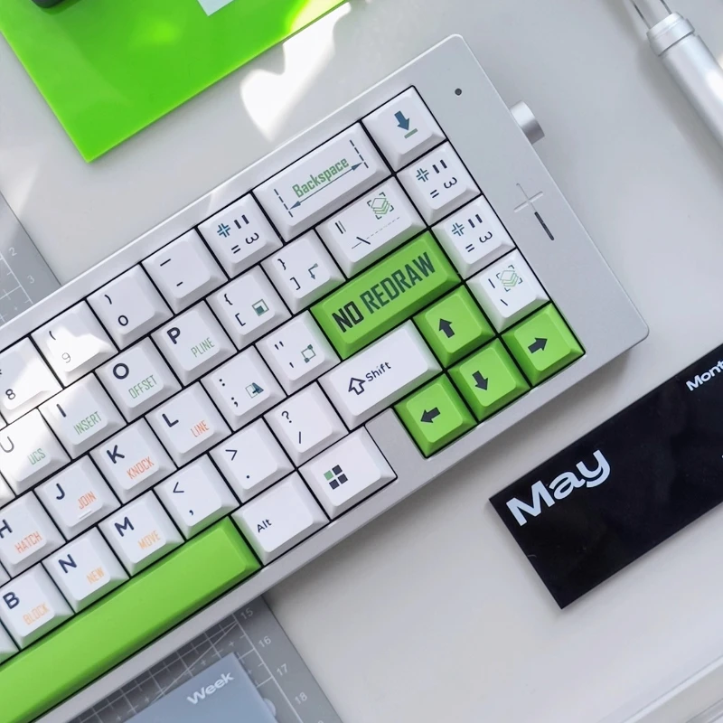 الرجعية: لا REDRAW cad-ver Il Domi مفتاح كيكابس مخصصة PBT الأبيض والأخضر مجموعة كاملة keycap لطيف الكرتون أنيمي نقطة مفتاح قبعات اللاعبين