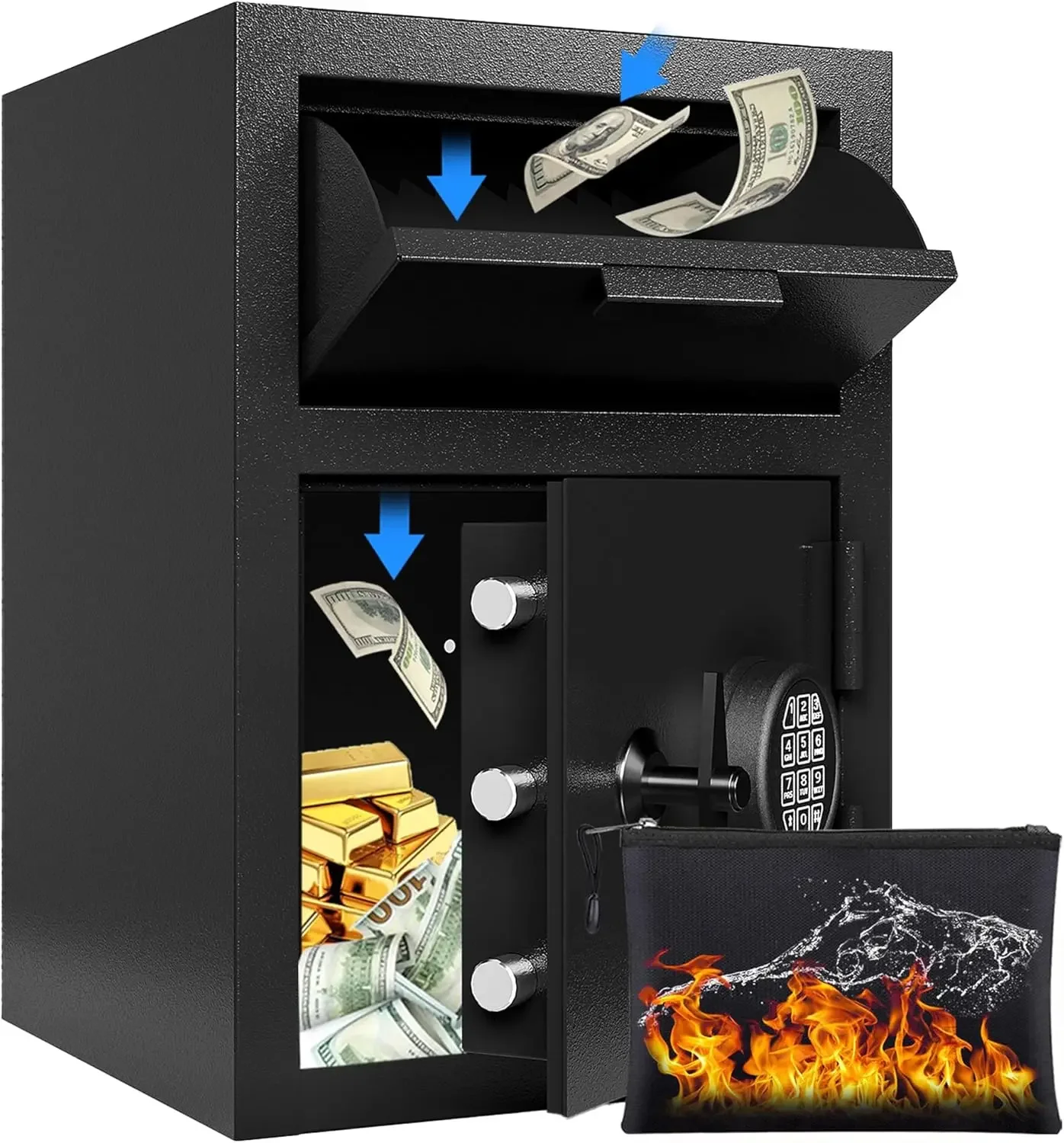 [صفقة ساخنة، عرض وقت محدود! ]خزائن نقدية لإيداع الأعمال مع فتحة إسقاط 2.6 CUB خزنة أموال مع رقمية C