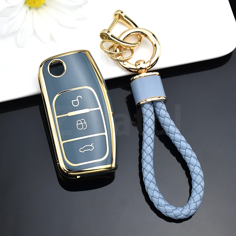 Shell Fob TPU Car Soft Folding Key Case Holder Full Cover For Ford Focus 2 Falcon Escape Galaxy Kuga B-Max C-Max Ecosport Fiesta