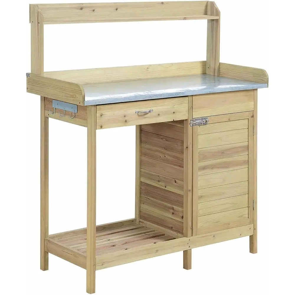 

Элегантная подставка для растений из натурального дерева с местом для хранения и полками