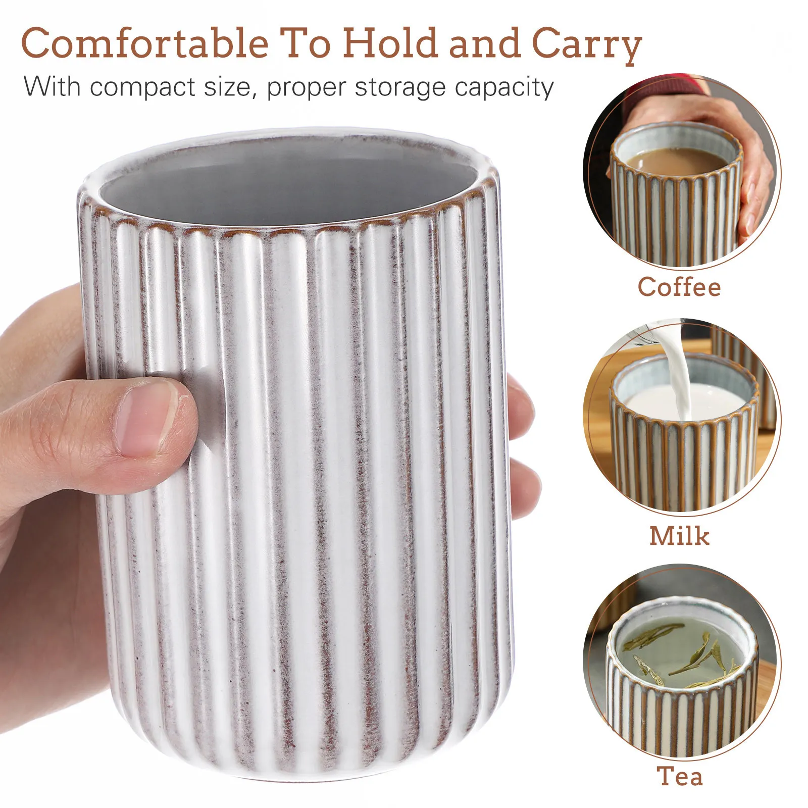 

Керамическая кружка для воды в стиле ретро, 300 мл, гладкая поверхность, компактная, легкая, идеально подходит для горячих и холодных напитков, для домашнего офиса