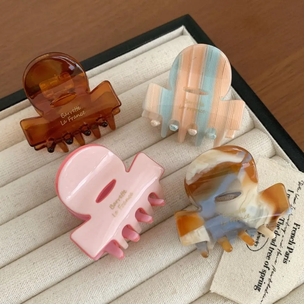 

Temperament Korean Style Acetic Acid Hair Claw Sweet High Ponytail Clip French Shark Clip Brown Small Mini Hair Crab Clip Daily