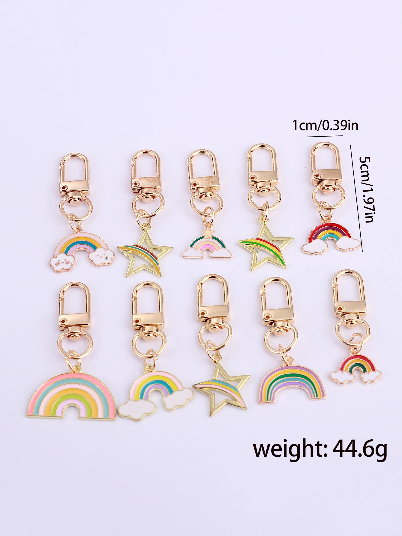 10 قطعة سبائك الموضة قوس قزح ستار المفاتيح لطيف حلقة رئيسية معدنية الديكور محفظة حقيبة الظهر اكسسوارات حفلة عيد ميلاد هدية