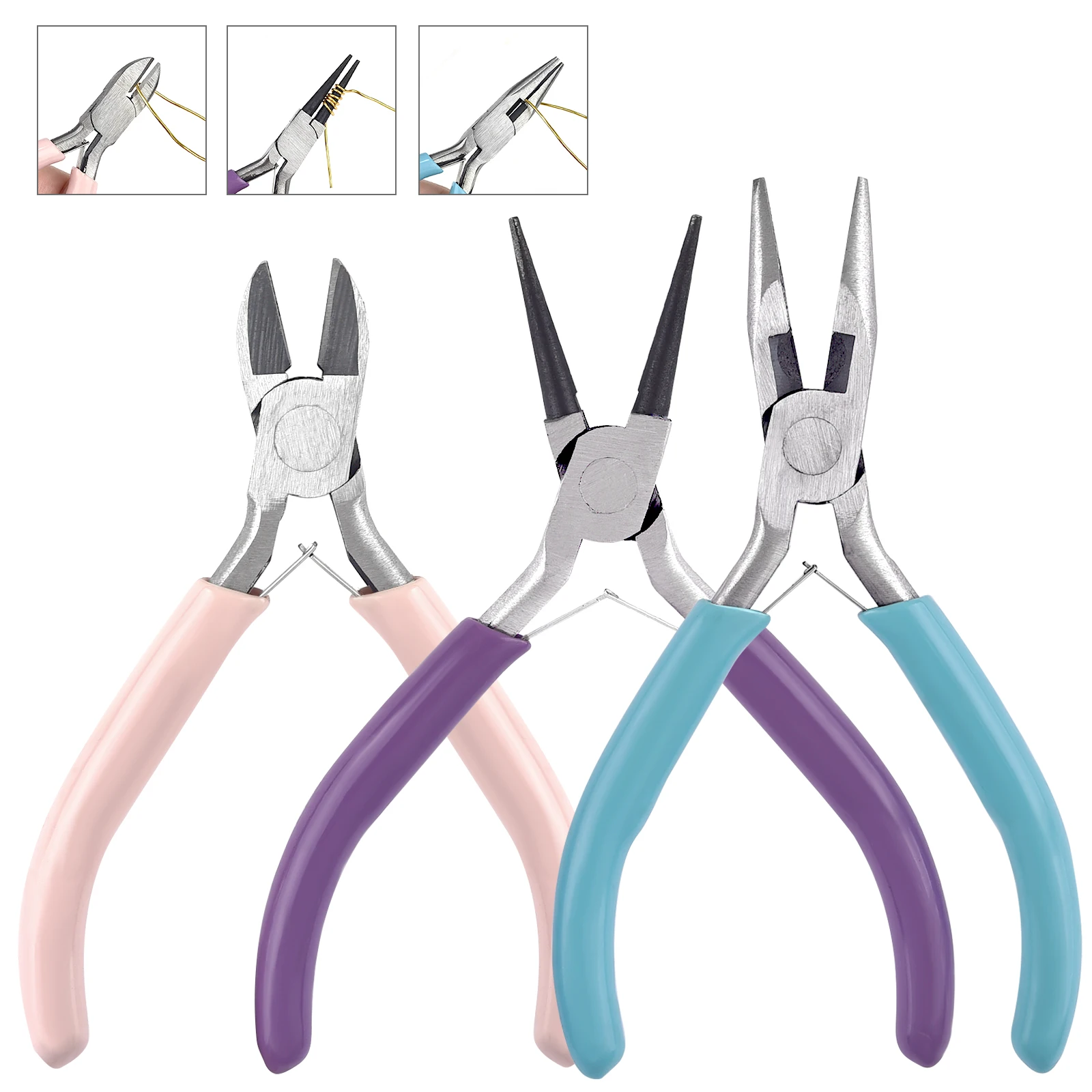 

Portable Metal Pliers Tool Set Jewelry Making Round Nose Plier Tweezers Kit For Handcrafts Beading Sewing DIY Jewelry Repair Kit