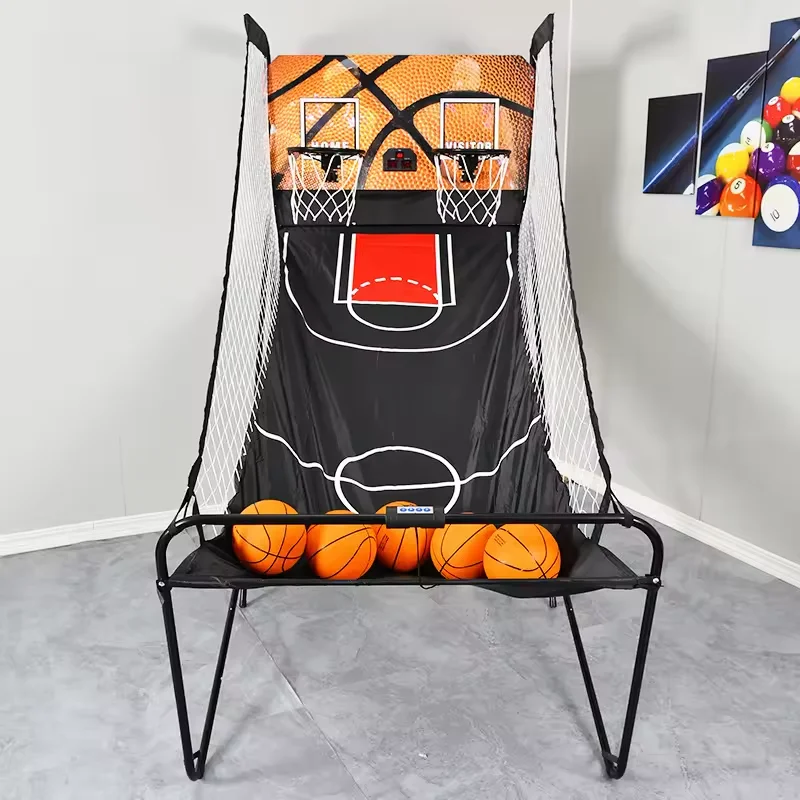 Hoop Basketball Shootout Indoor Home Arcade Room Game with Electronic Digital Basket Ball Shot Scoreboard Fold-up Court Shoot