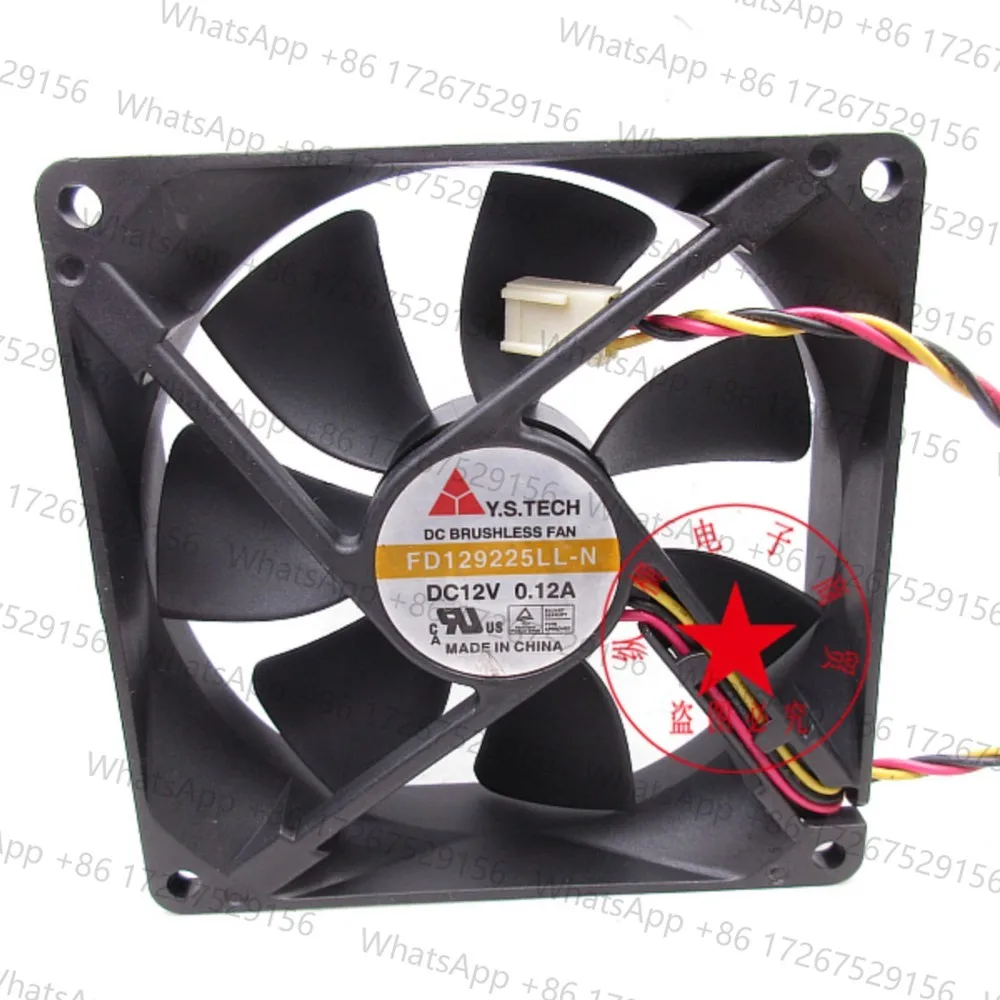 9cm Fan NEW For Y.S TECH FD129225LL-N DC 12V 0.12A 90x90x25mm 3-Wire Server Cooling Fan