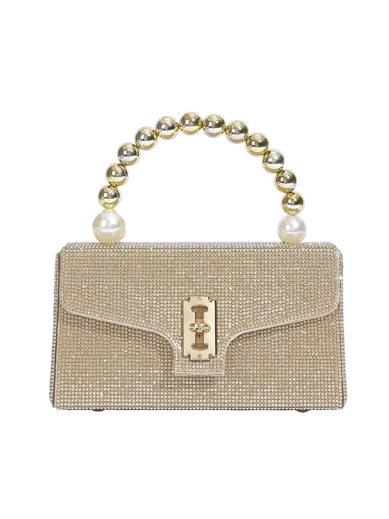 

2023 Evening Bag Full Rhinestone Shiny Handbag for Women Party Square Purse Elegant Gold Chain Bag