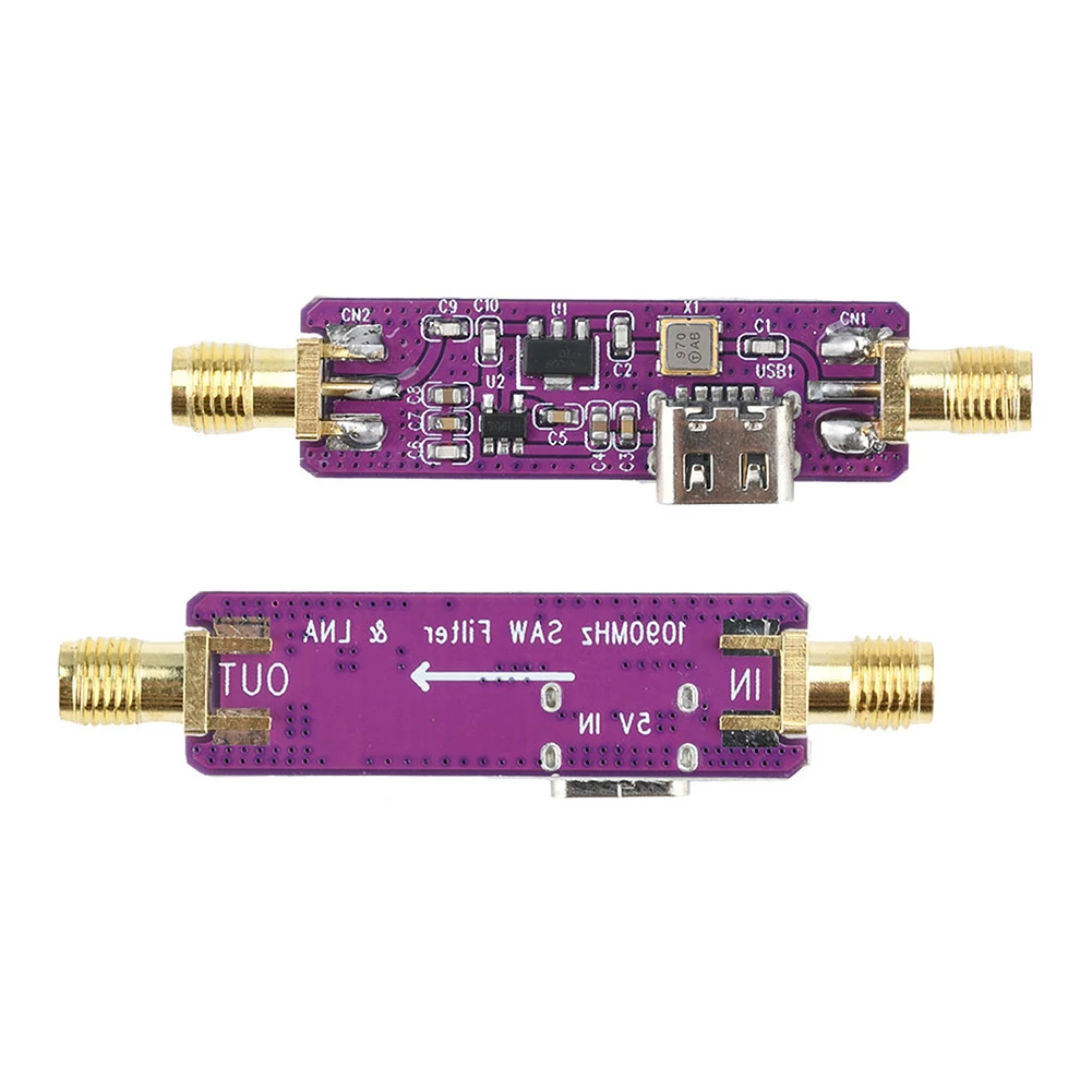 1090MHz Active SAW Filter 21dB Gain For LNA With 5V Power Supply Dual For SMA For ADS-B Signal Reception Analyzer Accessories
