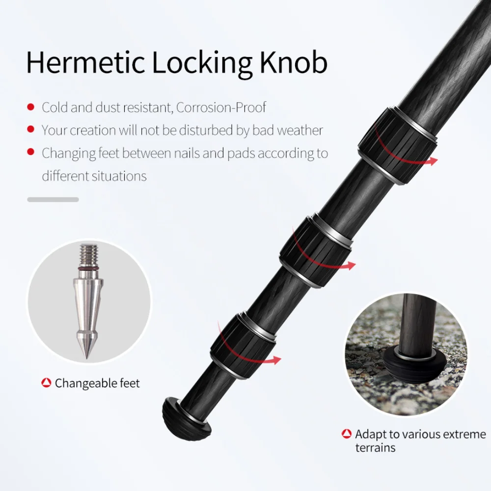 KINGJOY SLR DSLR Camera Tripod Lightweight and Compact Carbon Fiber Tripod Stand with 360 Panorama Ball Head Quick Release Plate