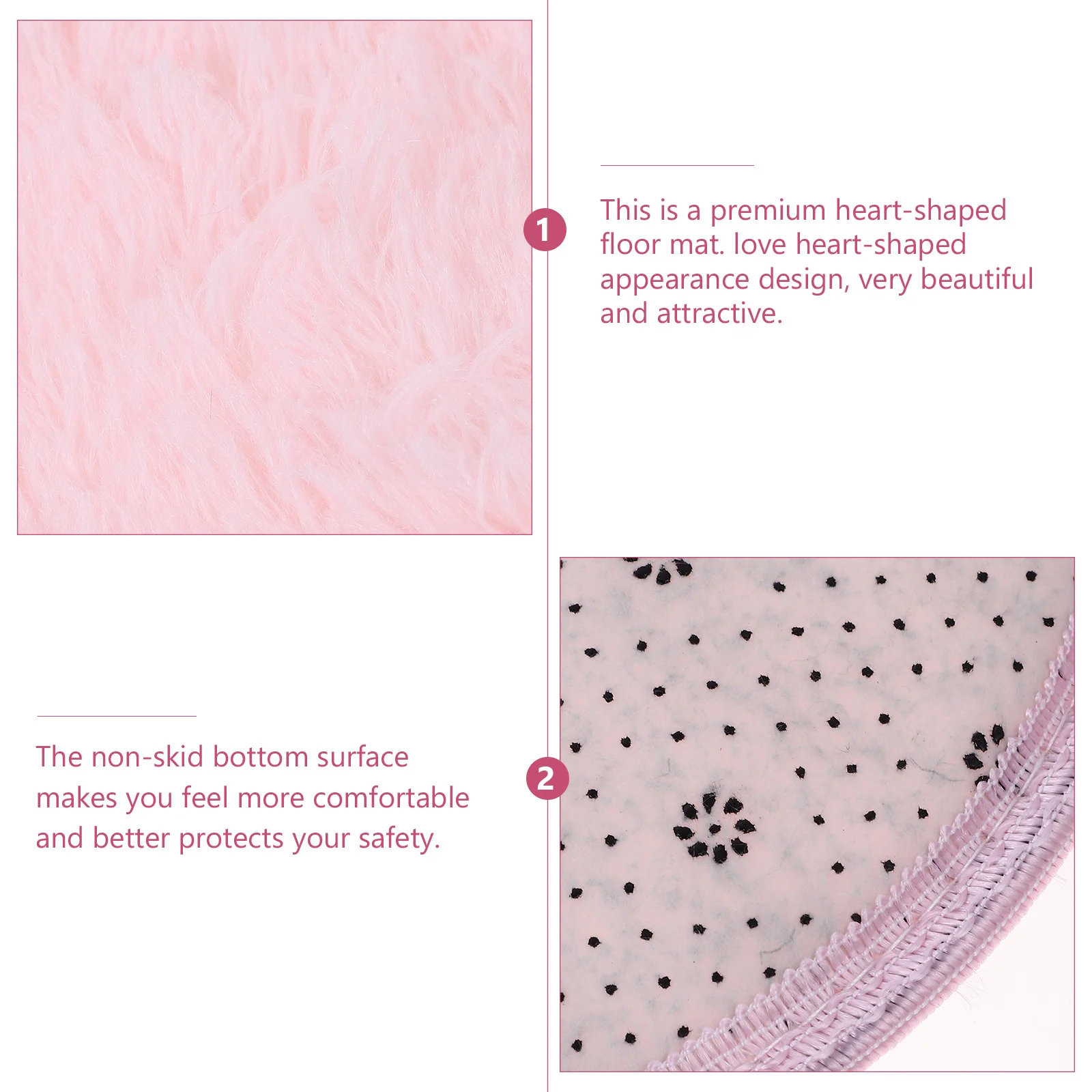 

Sweet Heart Shape Floor Mat Non-slip Area Rugs Carpet for Bedroom Dinning Room 30 x 40cm (Pink)
