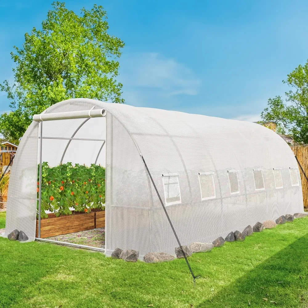 20x10x6.6ft Greenhouse Heavy Duty Large Walk-in Greenhouses Tunnel Green Houses Outdoor Gardening Upgraded Galvanized