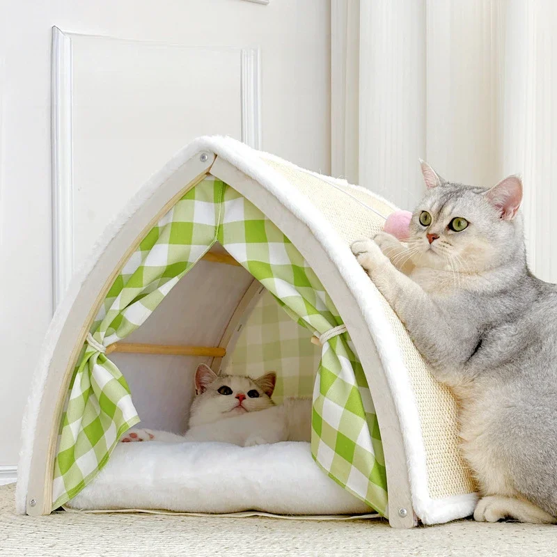 Cat Tents Pet Nest Foldable Cats House Four Seasons General Closed Cat Villa To Keep Warm Winter Cat Nest Pet Accessories