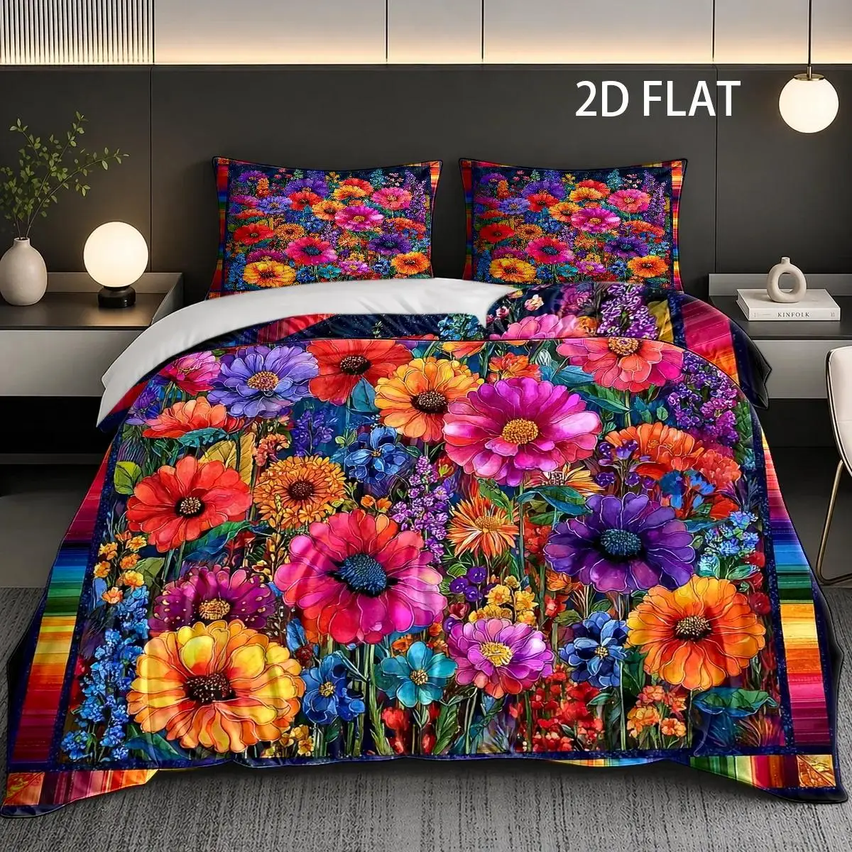 Colorful Floral Theme Abstract Duvet Cover Set Multi Size Quilt Cover Queen Size Bedroom Bedding Decoration Machine Washable Adult Boy Girl Bedroom