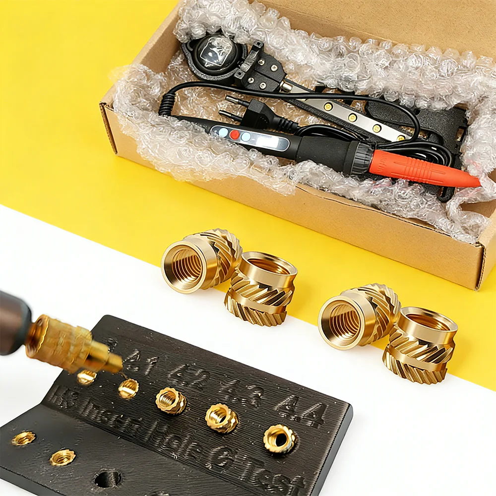 Upgraded Heat Set Insert Tip Tool Soldering Iron Pressing Machine Brass Insertion 3D Printing Threaded Knurled Nuts M2 M3 M4 M6