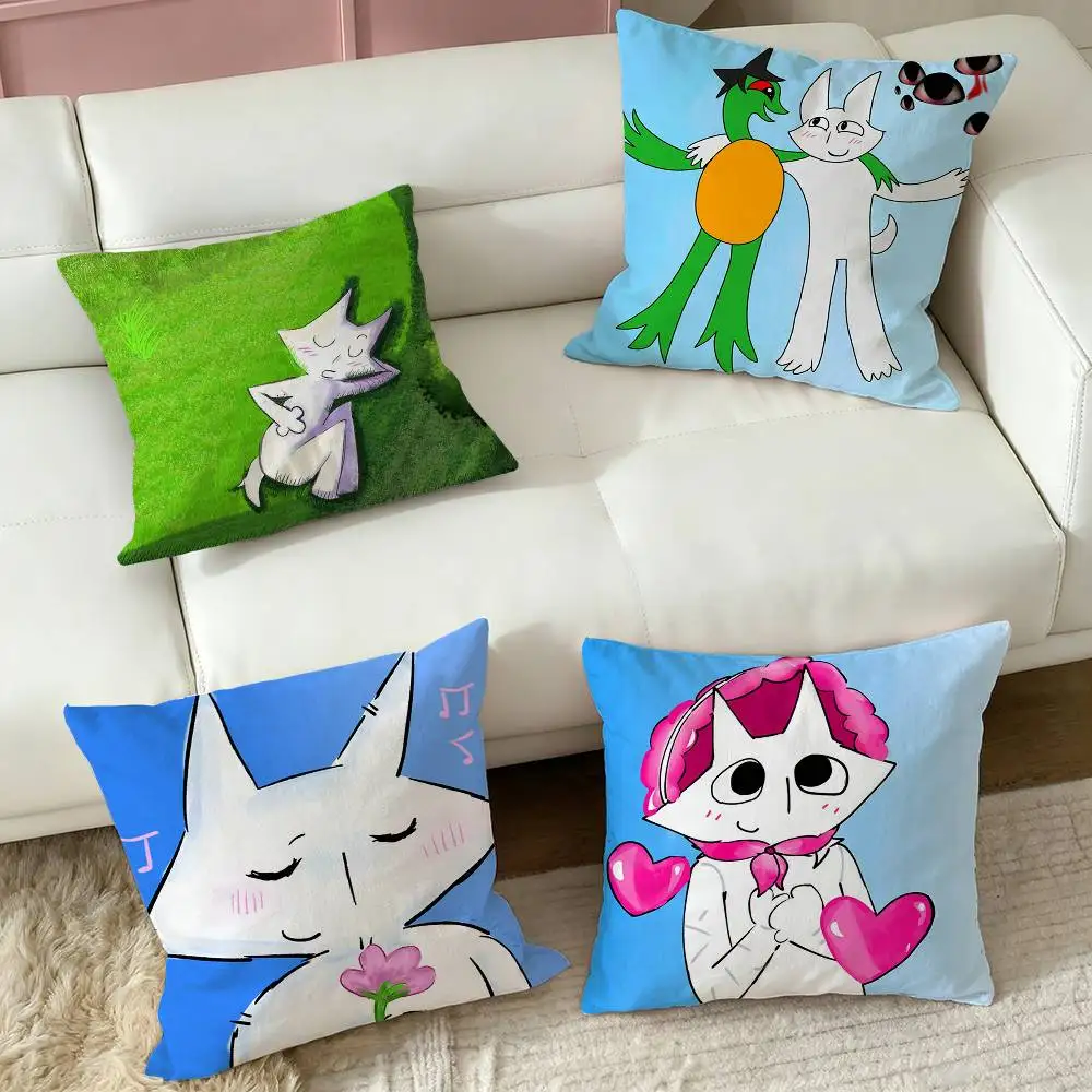 House of Puso-oo  Pillow Case Square Double-Sided Sofa Cushion Cover Bedroom Bedside Pillow