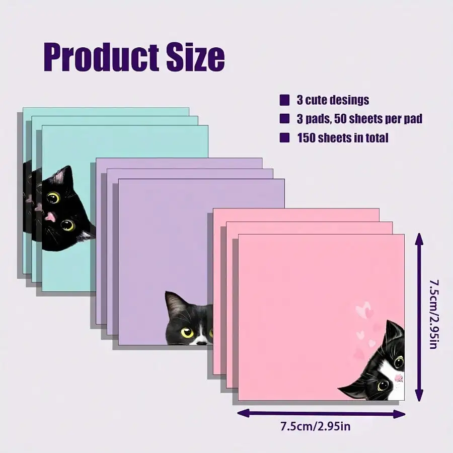 

3-Piece Cute Black Cat Stickers | Waterproof Matte Vinyl For Laptops/Bottles/Diaries. Ideal For Cat Lovers, Teachers & Students