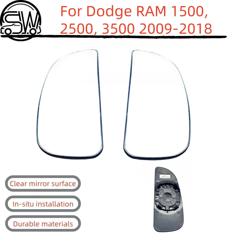 For Dodge RAM 1500, 2500, 3500 2009‑2018 Rearview Mirror Glass With Heating.