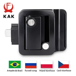 KAK RV Trailer Camper Entry Door Lock Handle Zinc Alloy Security RV Door Lock Replacement with Deadbolt Computer Key Door Handle