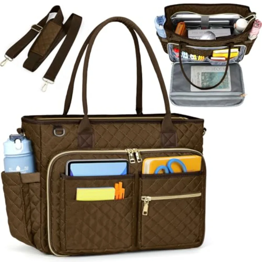 

Teacher Tote Bag Laptop Bag for Women Work Bags Laptop Tote Nurse Bag Professional Computer Messenger with Insulated Pocket, La