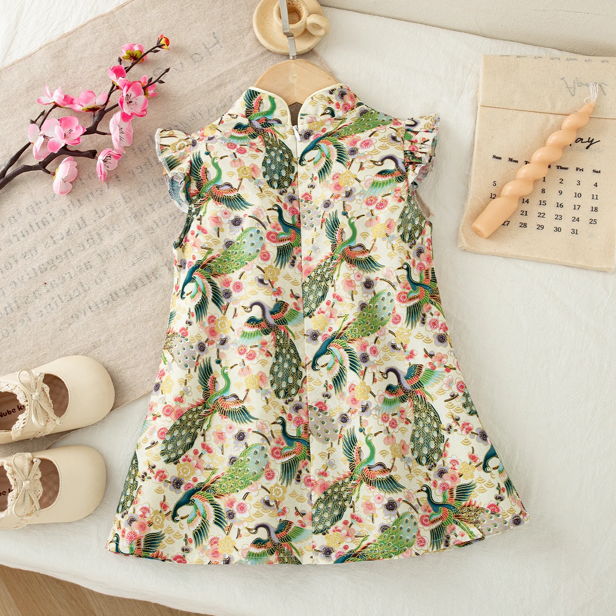 Summer New Baby Girl Red Dress New Year Party Children'S Printed Clothes (6 Months -3 Years Old)