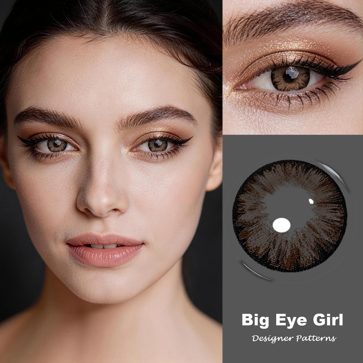 VISUASHOW 14,50mm große Kreis farbige Kontaktlinsen, Töne Braun/Blau/Schwarz, Sehkorrektur mit Dioptrien, Natürliche Schönheitspupille für Frauen im täglichen und kosmetischen Make-up – Detail 3
