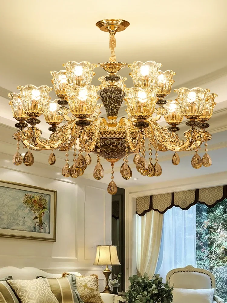 

European luxury ceramic crystal chandelier living room dining room bedroom French palace black low-key Crystal Chandelier