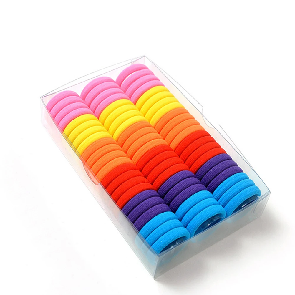 

200 Pcs Candy Hair Circle Ties Seamless Ponytail Holder Rubber Bands Kids Child