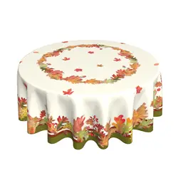 Watercolor Autumn Leaves Table Cloth Fall Round Tablecloth 60 Inch Thanksgiving Fabric Tablecloth for Parties Dining Table Decor