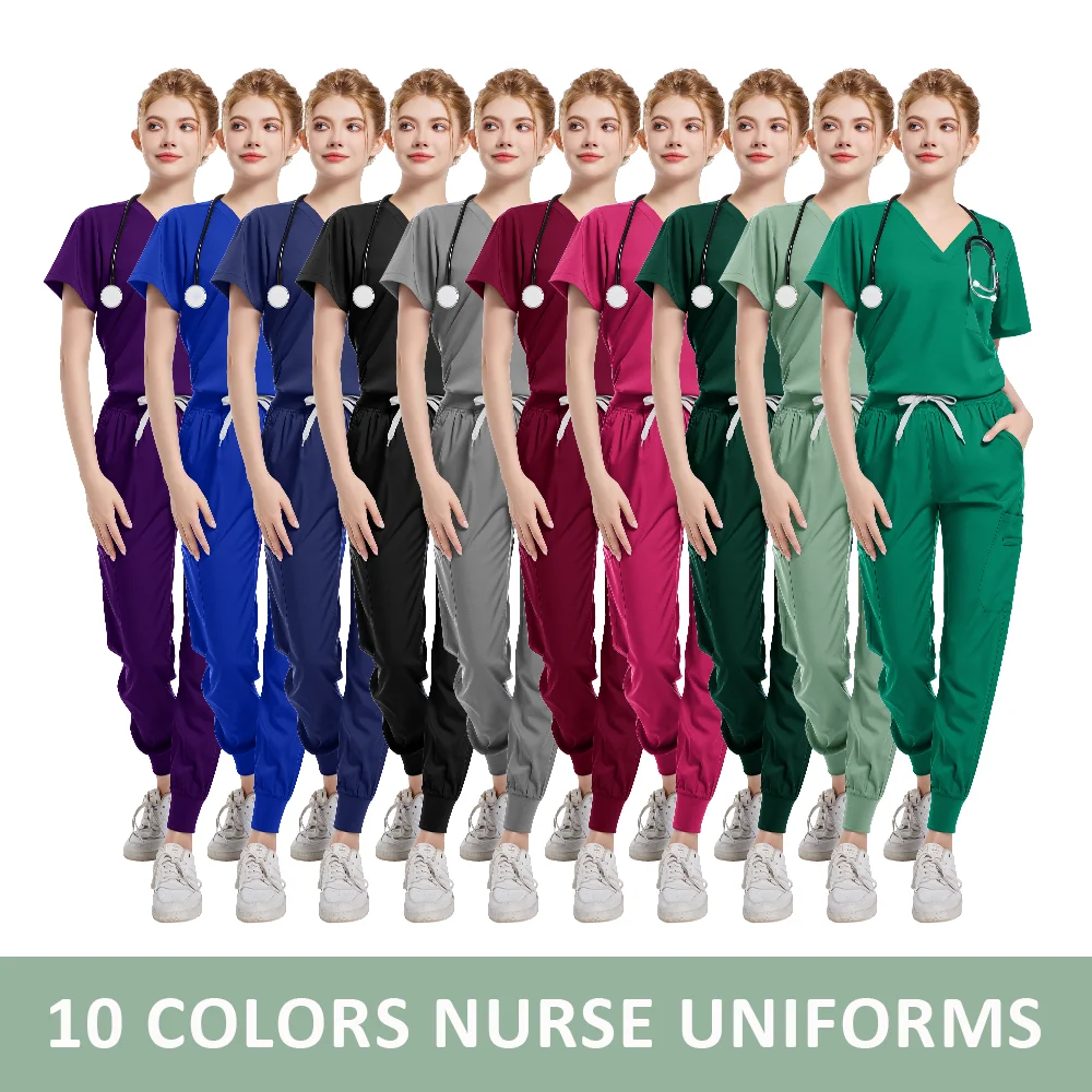 Uniforme clinique Anti-rides pour femme, tissu Premium, uniformes d'infirmière lavables, blouses médicales, chemisier chirurgical, poches, pantalons de jogging