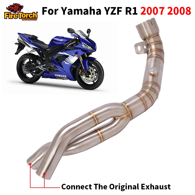 

Slip For Yamaha YZF R1 2007 2008 Motorcycle Exhaust Escape Moto Modify Middle Tube Middle Link Pipe Connect Original Muffler