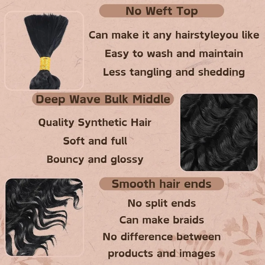 وصلات شعر صناعية رطبة ومموجة بطول 20 بوصة للتضفير بدون لحمة شعر عالي الجودة لضفائر بوهو لون طبيعي 2 B