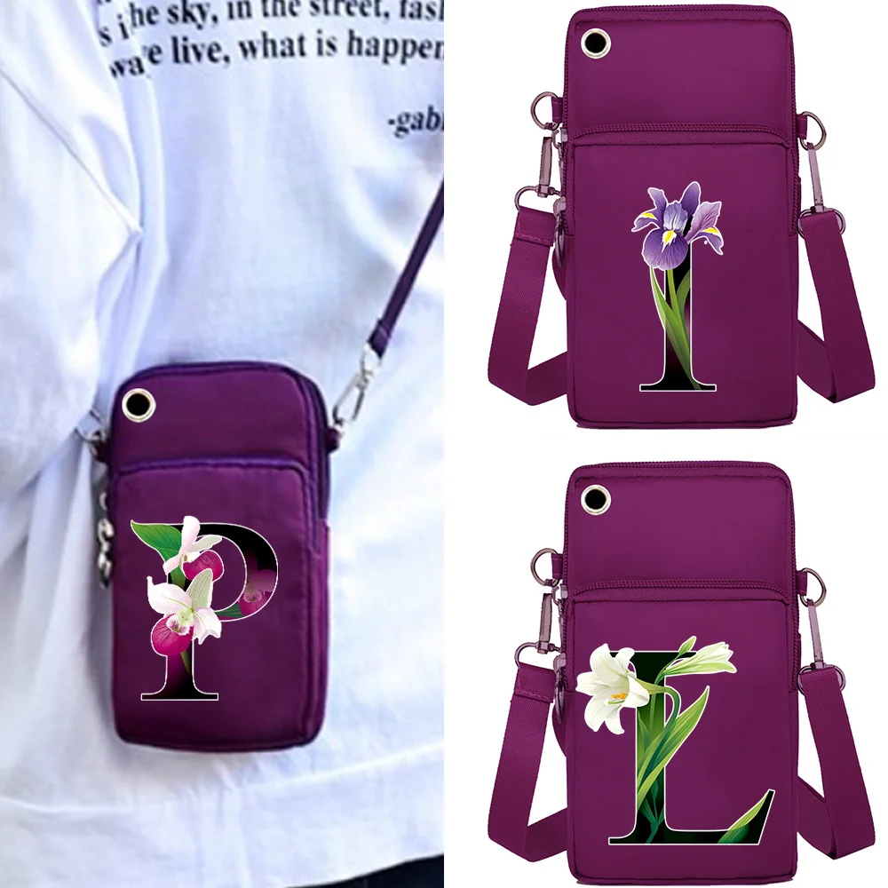 Waterproof Universal Mobile Phone Bag for Iphone/Xiaomi/Samsung Wallets Flower Color Letter Climb Phone Case Women Wrist Pack