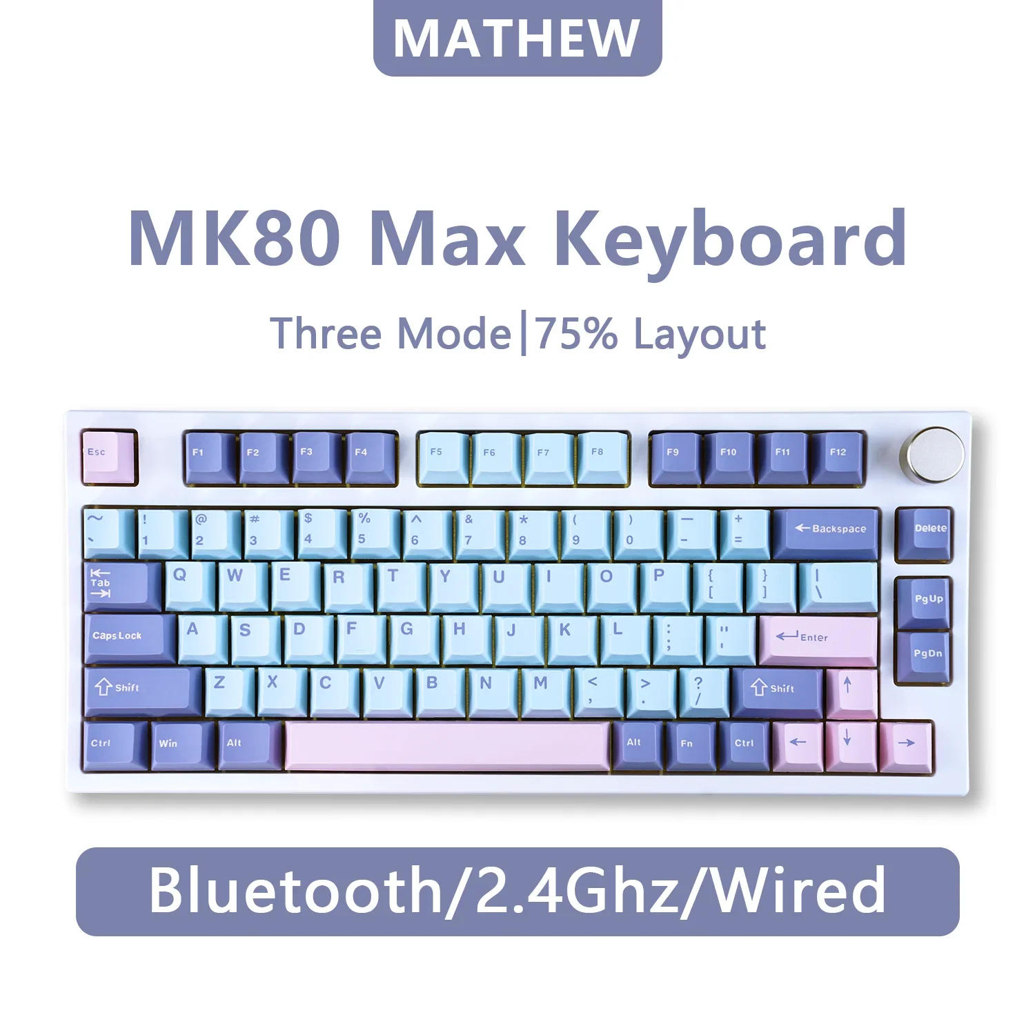 MATHEW TECH MK80 Max Mechanical Keyboard RGB Hot-swappable Three-mode Wireless 75% Layout Linear Switch for Game/Office