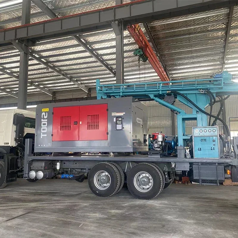 Customized 500m Truck Mounted Borehole Rotary Drilling Machine Water Well Drill Rig with Air Compressor Reliable Equipment