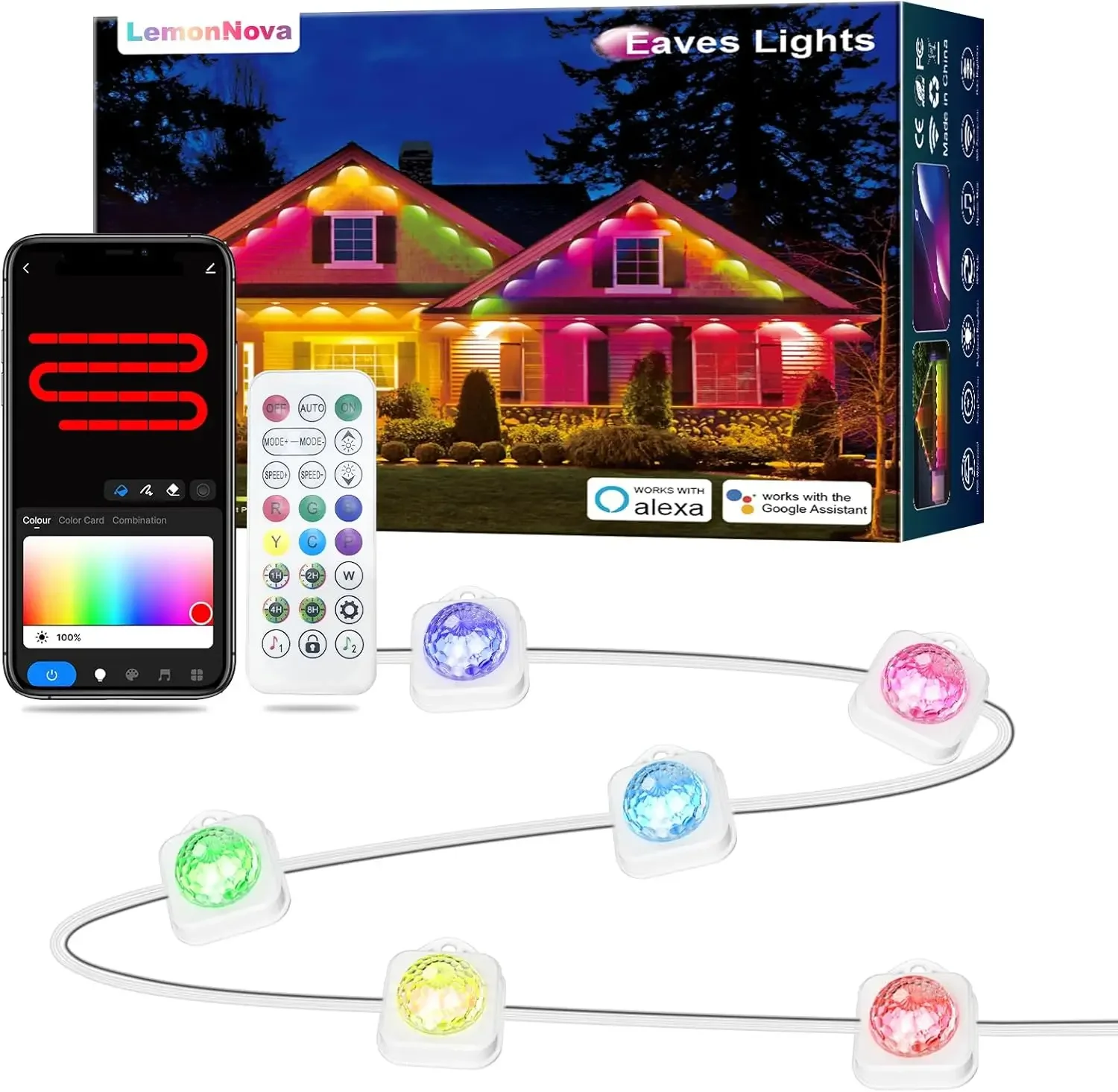 

Outdoor Lights, Permanent Christmas Lights Outdoor 300ft with 216 LED RGB Lights with 44 Scene Modes for Halloween