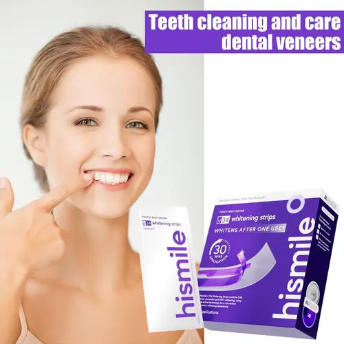 Imagen 2 del producto Hismile - Láminas Dentales para Limpieza y Cuidado Dental, Eliminan la Placa y las Manchas, Cuidado Dental, Limpieza Suave, Tiras Blanqueadoras Diarias