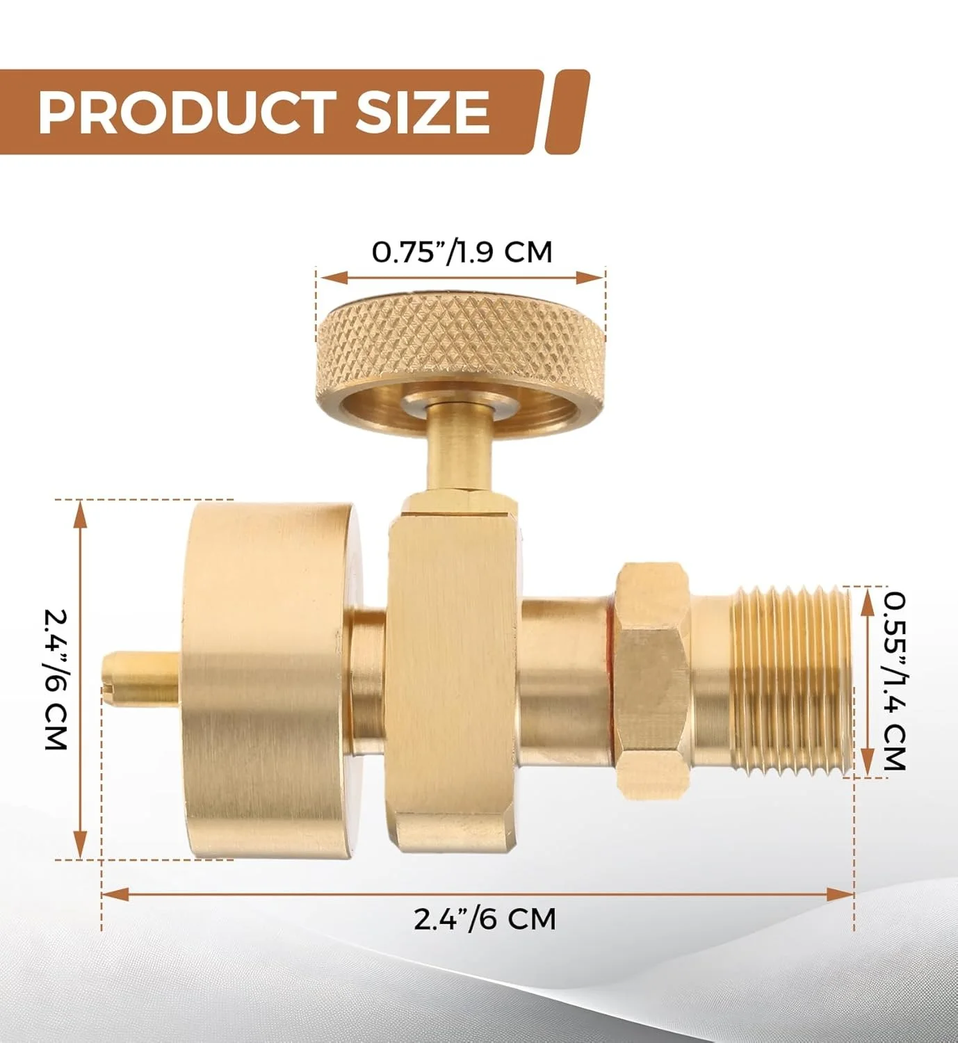1LB Mapp Bottle Propane Adaptor with Valve CGA-600 Female To CGA-200 MC Acetylene Regulator Thread Male Valve
