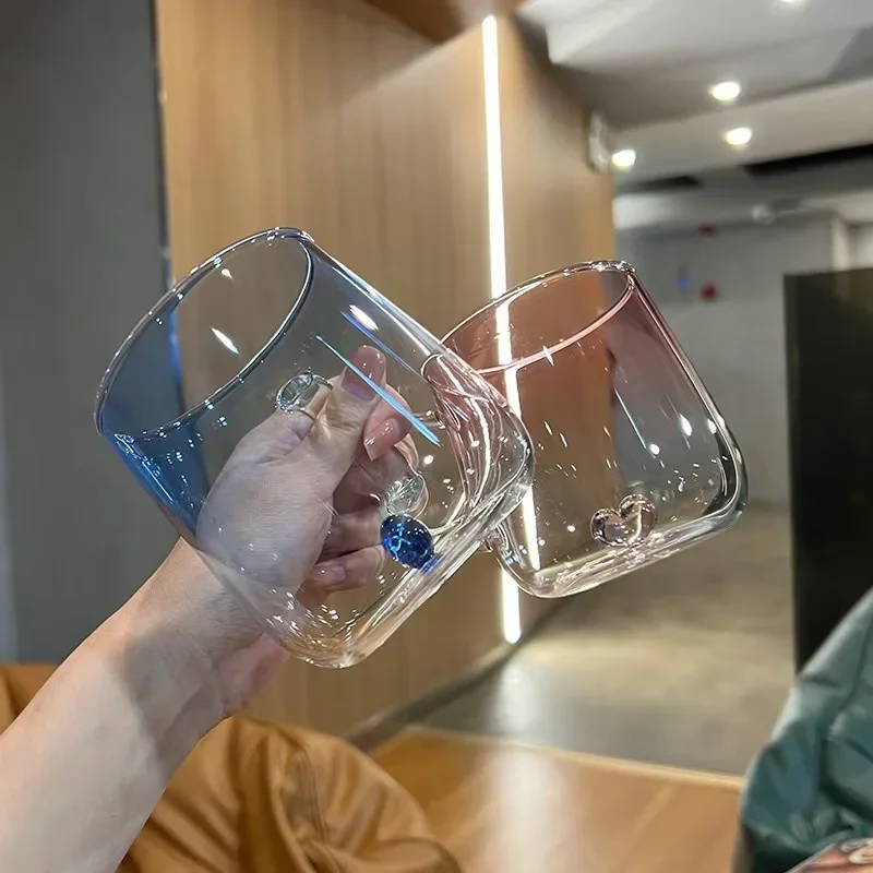 Hart binnen glas watermok 3D kleurverloop glas koffiekopje perfecte espressokop zomer winter drinkgerei keukenaccessoires