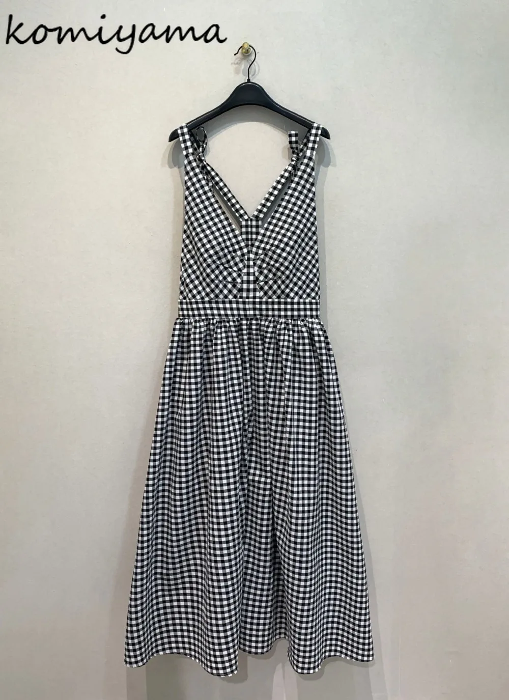 

Japan Literary Style Plaid Vestidos Loose Comfortable Woman 2025 Dress Strap Dresses Lace-up Bow Robe V-neck Ropa De Mujer