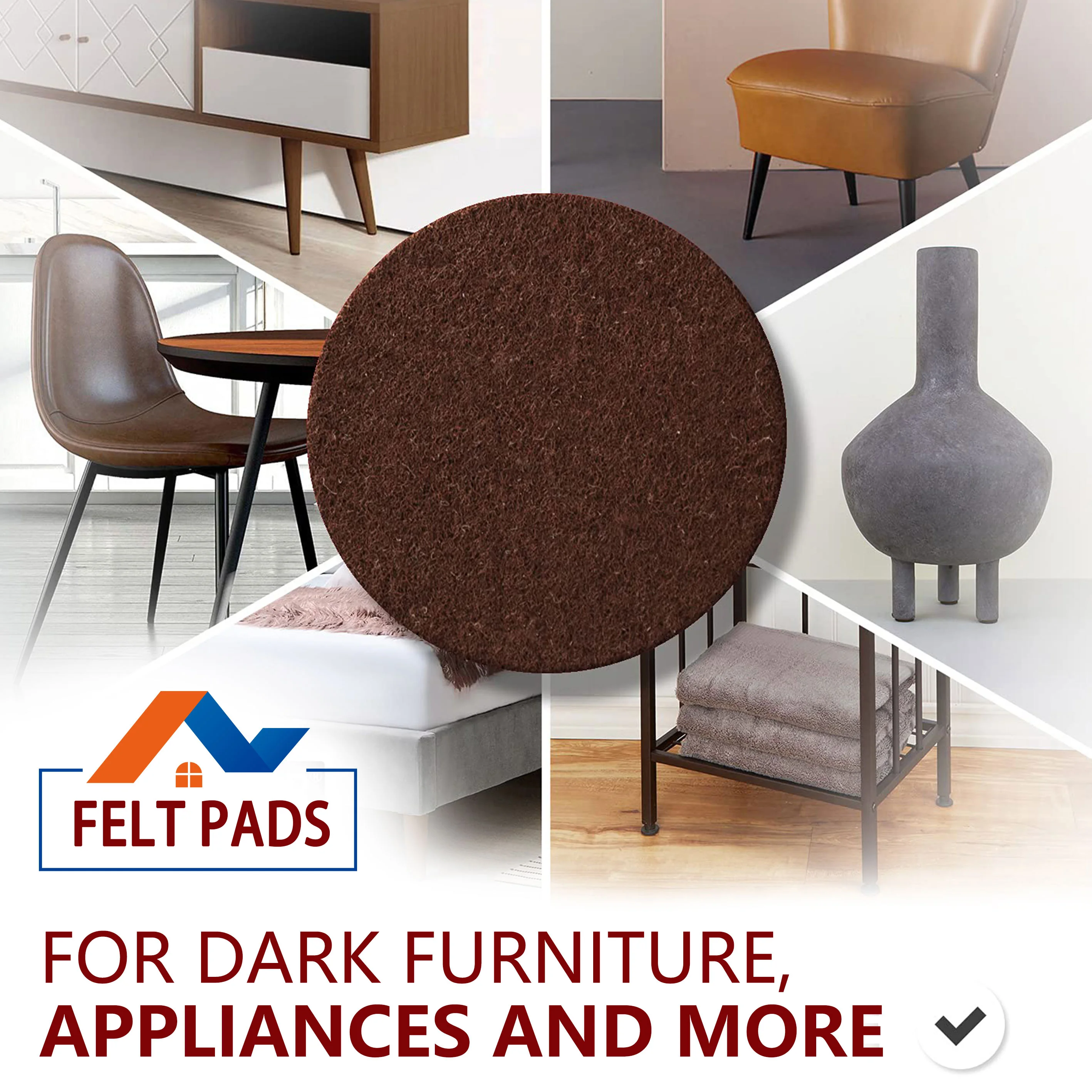 240PC Felt Chair Leg Pads, Floor Protectors Furniture Legs Table Leg Covers Furniture Accessorie,Self Adhesive