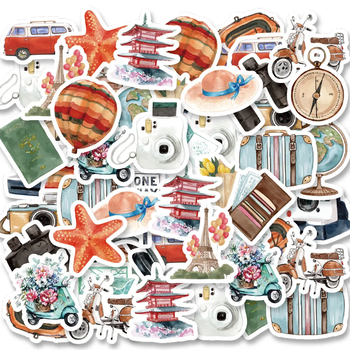 Etori Life 46pcs Vintage Cute Objects Exquisite Patterns Student DIY Laptops,Diaries,Scrapbooks Decoration Stickers