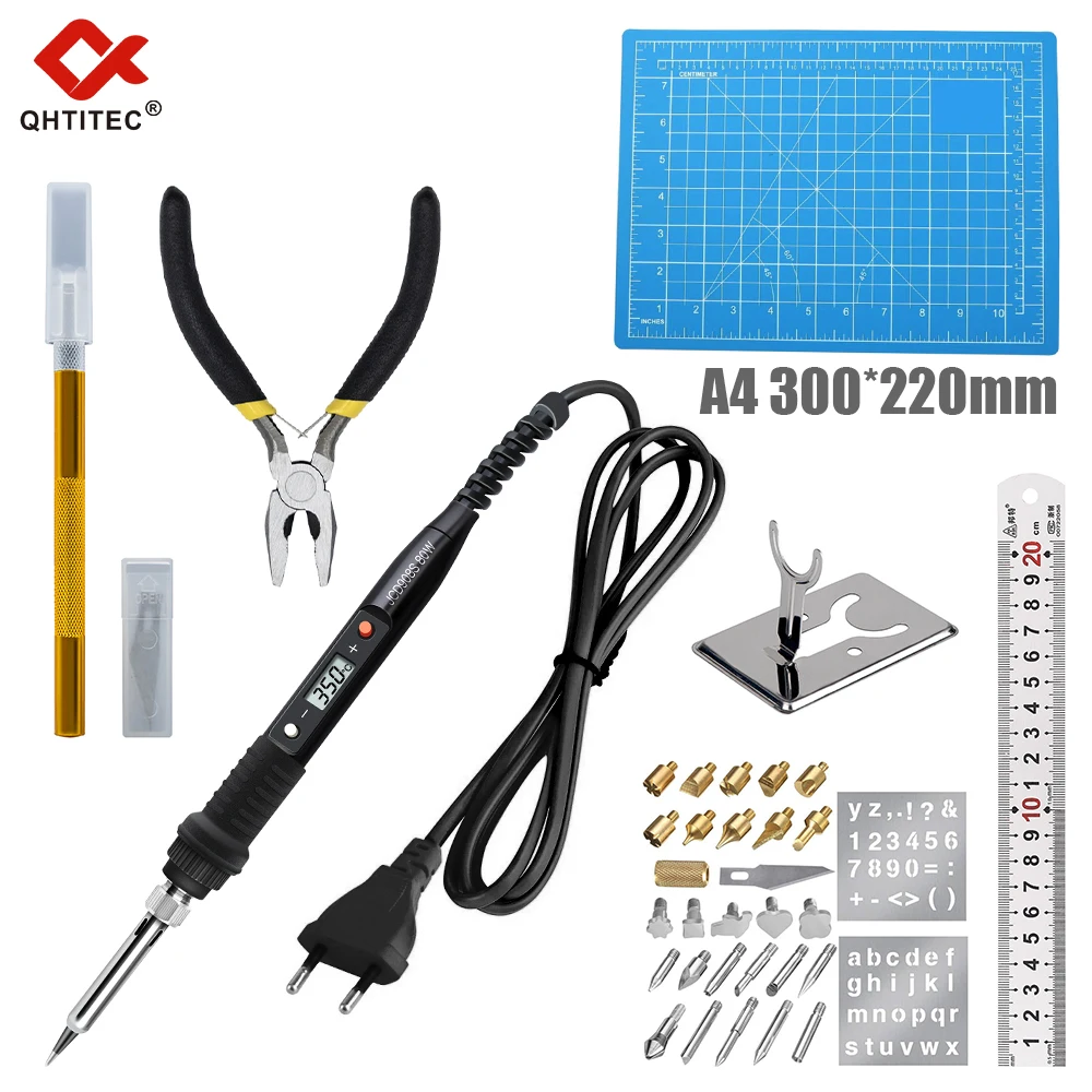 

JCD 908S Electric Soldering Iron 80W Engraving Pen Wood Burning Kit Flipping Word Embossing Pyrography Tool Craft 28PC TIP Sets