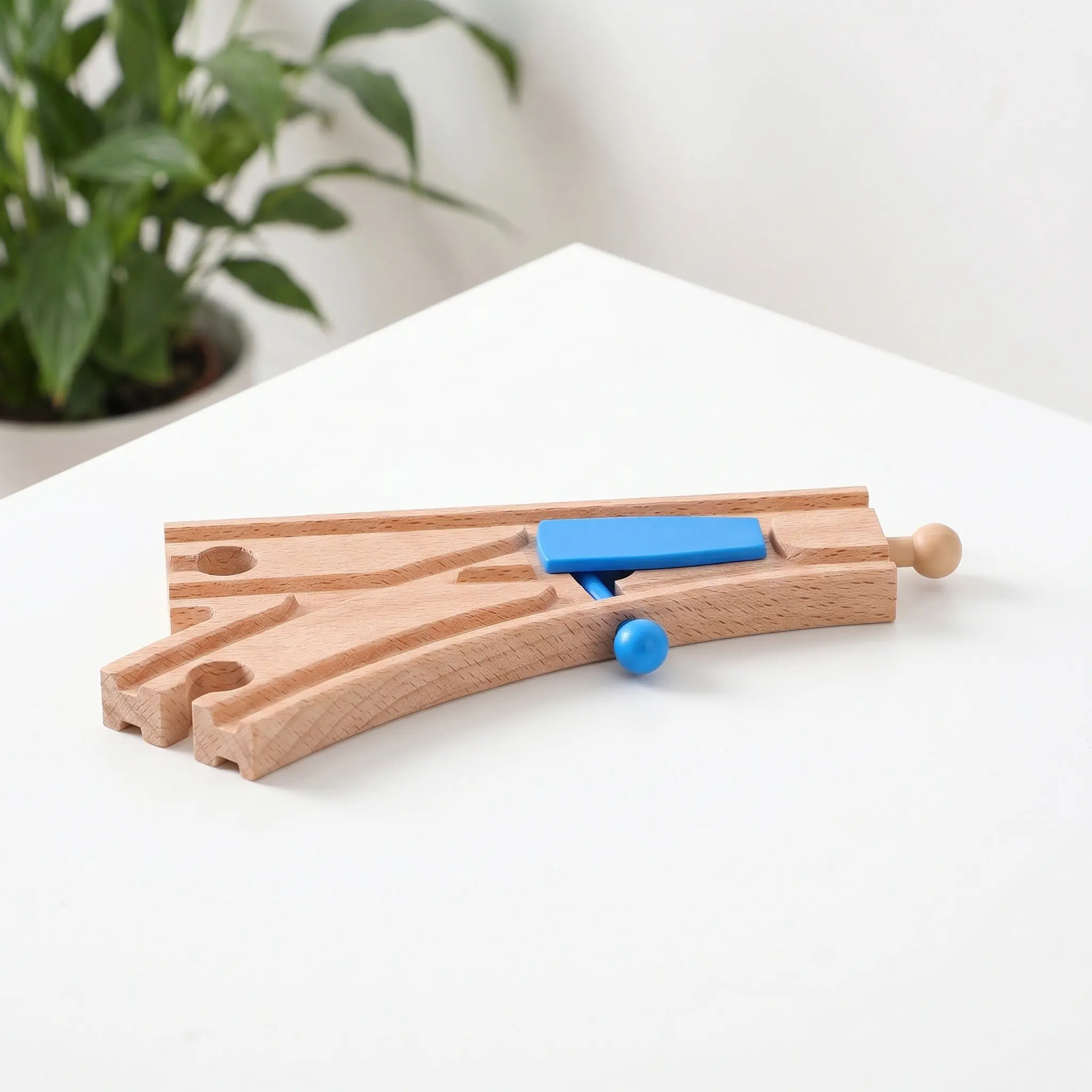

2Pcs Blue Wooden Train Track Switch Intersections Expansion Pieces Creative Railway Accessories Educational Play for Kids