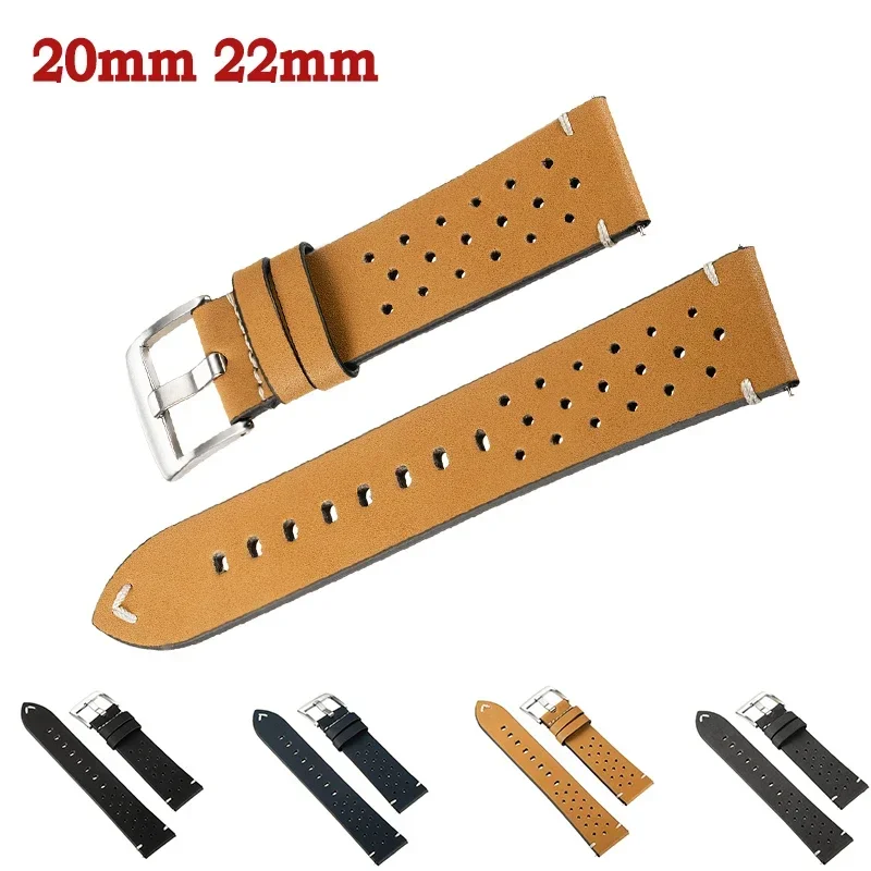 20 مللي متر 22 مللي متر لساعة سامسونج جالاكسي 7 6 5 4 40/44 مللي متر 6 كلاسيك 5Pro الفرقة تصميم جديد حزام ساعة جلد خمر حزام ساعة مسامية