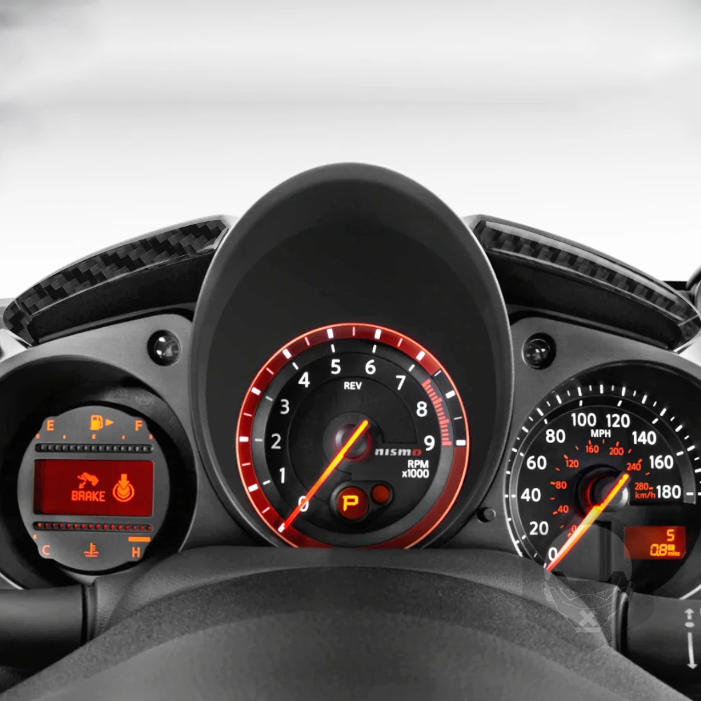 For Nissan 370Z Z34 2009-2024 Car Accessoires Carbon Fiber Dashboard Speedometer Frame Cover Trim Sticker Interior  Modification