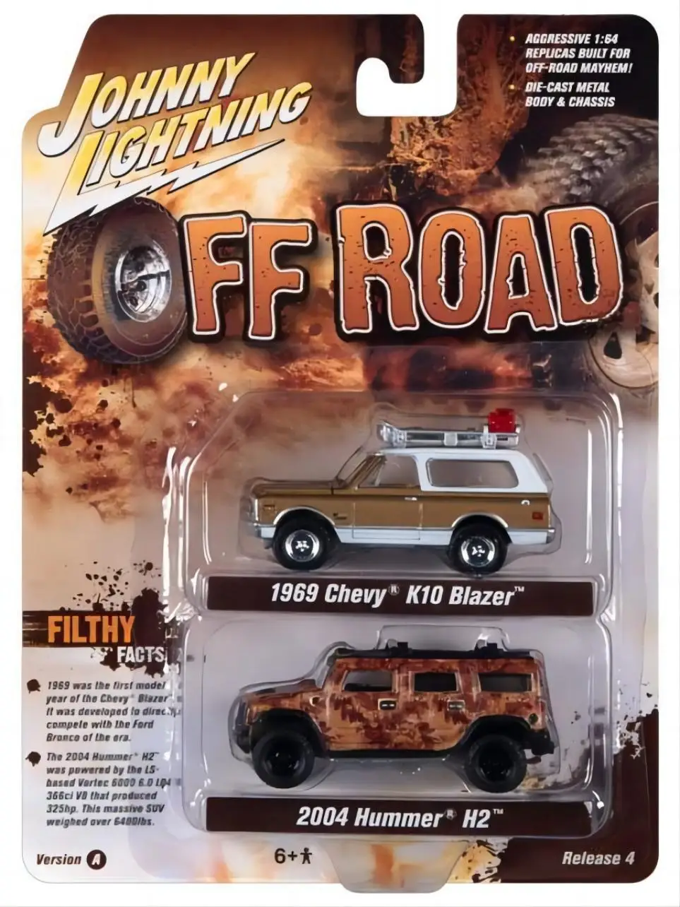 Johnny Lightning 1/64 JL A 1969 K10 Blazer Gold 2004 Hummer H2 FF Road Die-cast Alloy Car Model Collection